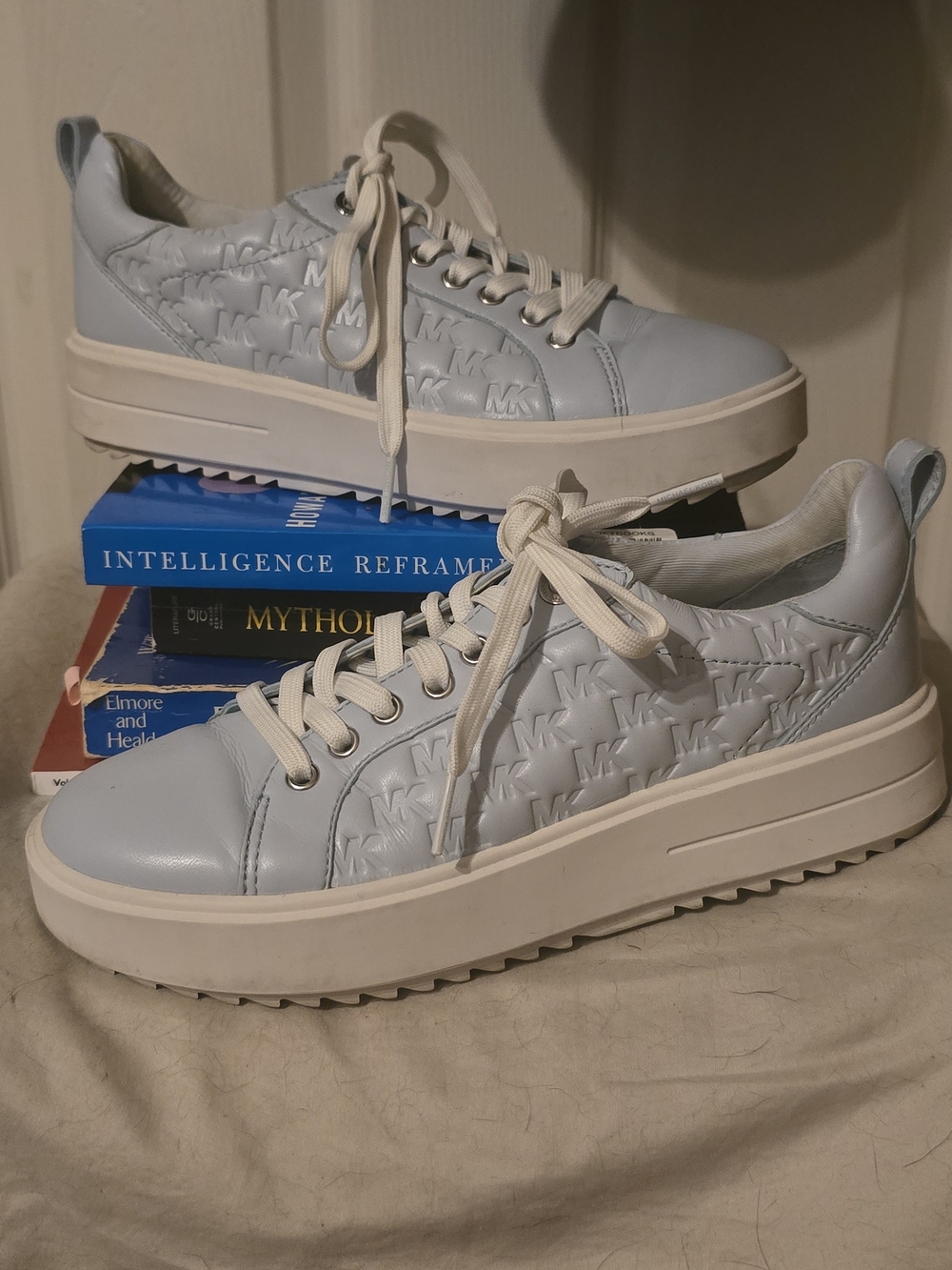Michael Kors MK Monogram Platform Sneakers Light Blue Women’s Size 6